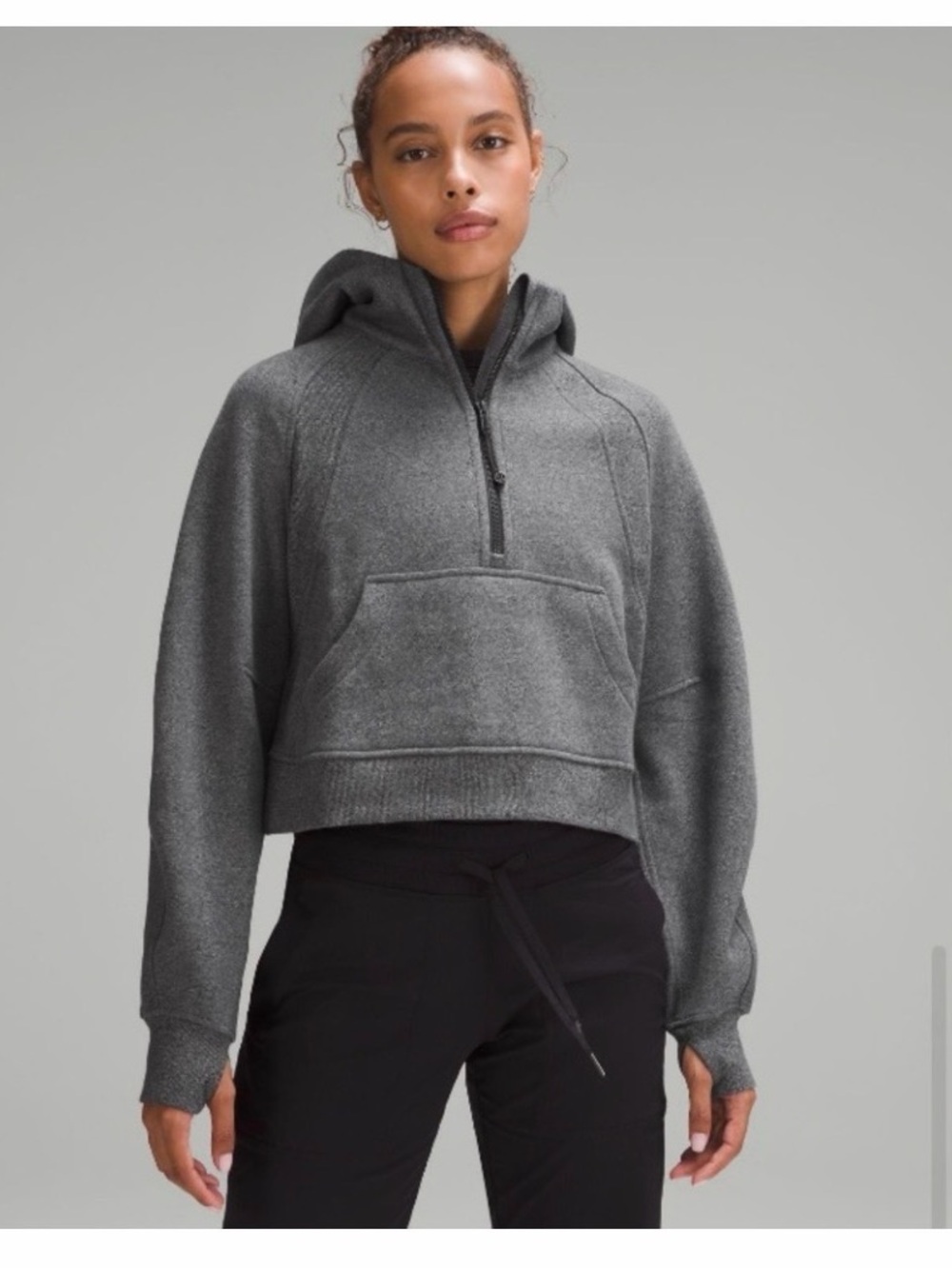 lululemon athletica Cropped Gray Quarter-Zip Scuba hoodie
